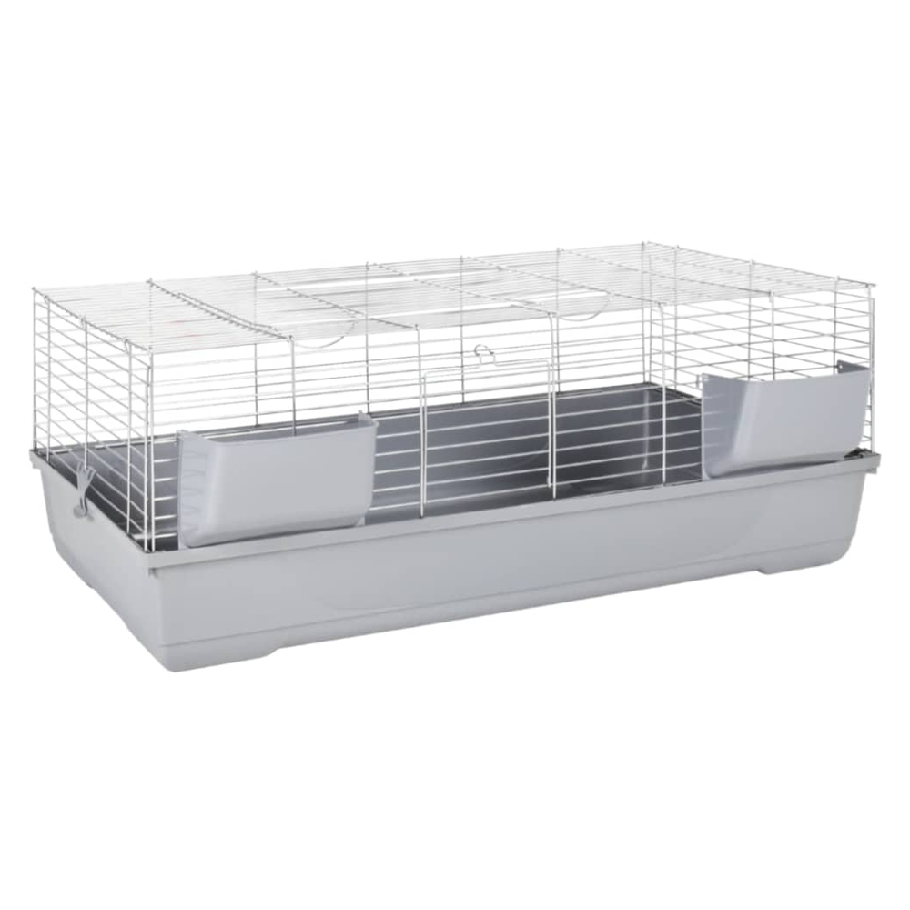 Small animal cage grey 118x59x46 cm polypropylene and metal