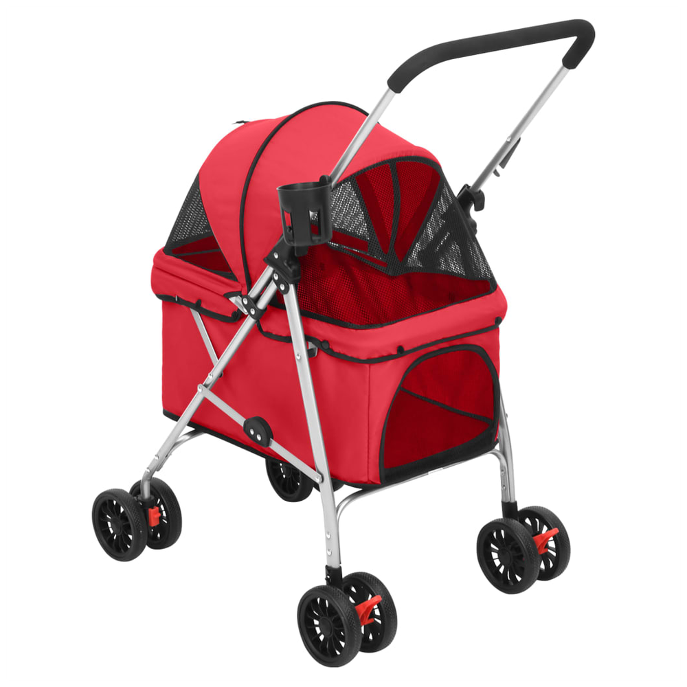 vidaXL Folding Dog Stroller Red 76x50x100 cm Oxford Fabric