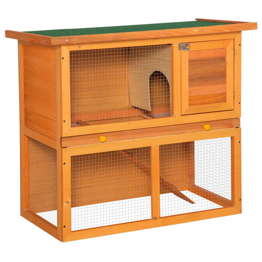 2-tier small wooden hutch for rabbit or small animal, bunnies house outdoor garden, backyard - 2 Sizes