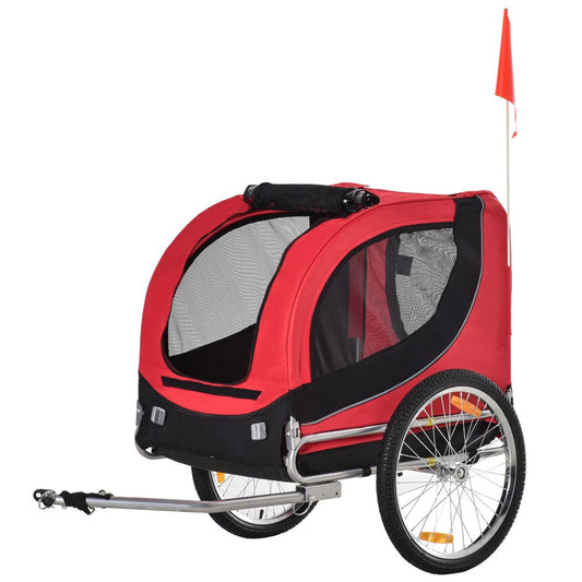 Pet dog puppy cat kitten travel bike trailer carrier(max weight 30Kg) - Black and Red