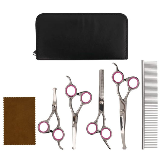 vida XL 5 Piece dog grooming set with stainless steel scissors