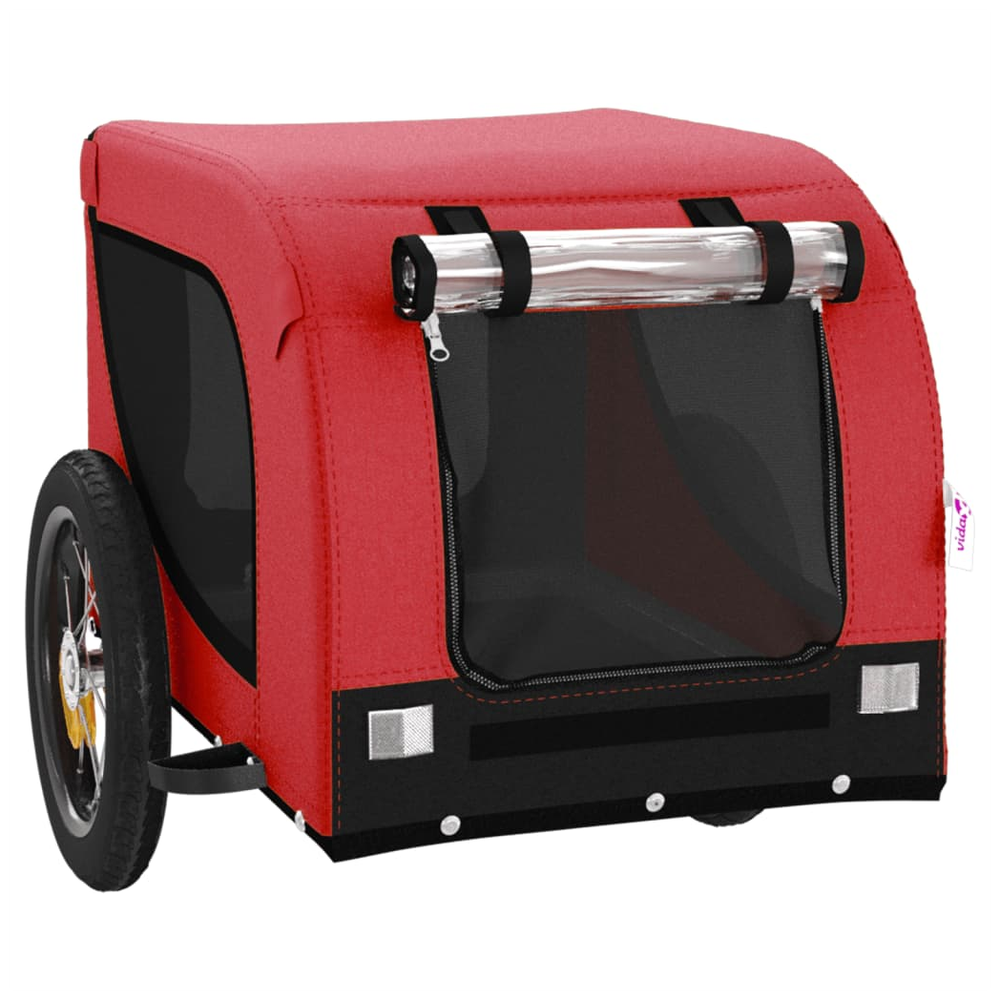 vida XL Dog bike trailer - red and black oxford fabric and iron