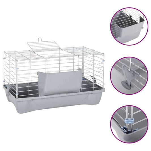 Small animal cage - Grey 58x32x31 cm polypropylene and metal