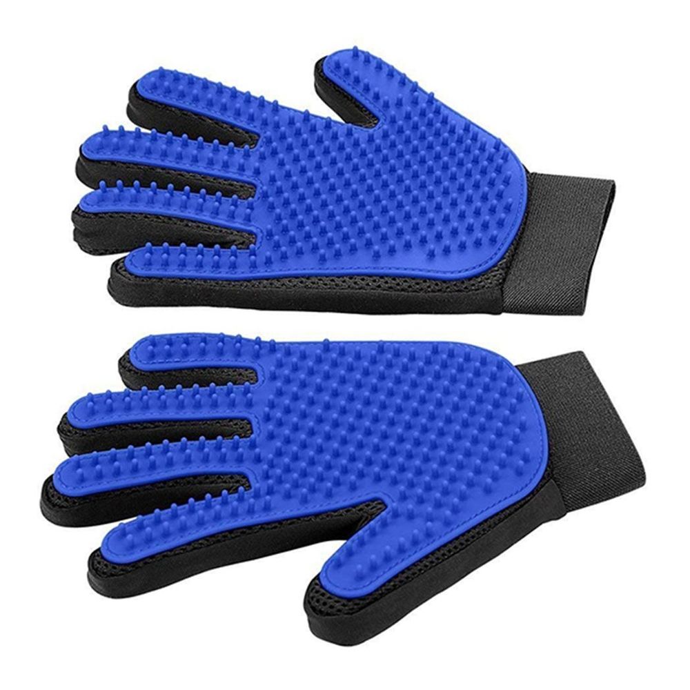 Cat and dog grooming gloves 1 Pair - Blue