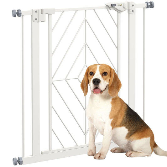 PawHut pressure fit safety gate with auto closing door, double locking, openings 74-80cm