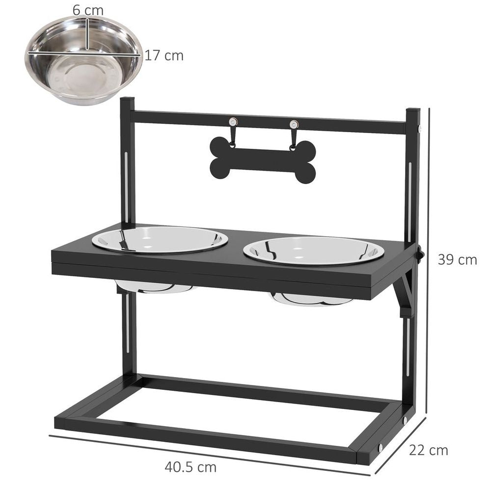 PawHut raised dog bowl with adjustable height stand for small medium large dogs