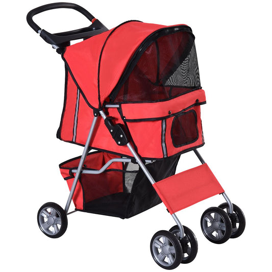 PawHut Pet stroller carrier foldable deluxe jogger travel dog cat 4 wheels