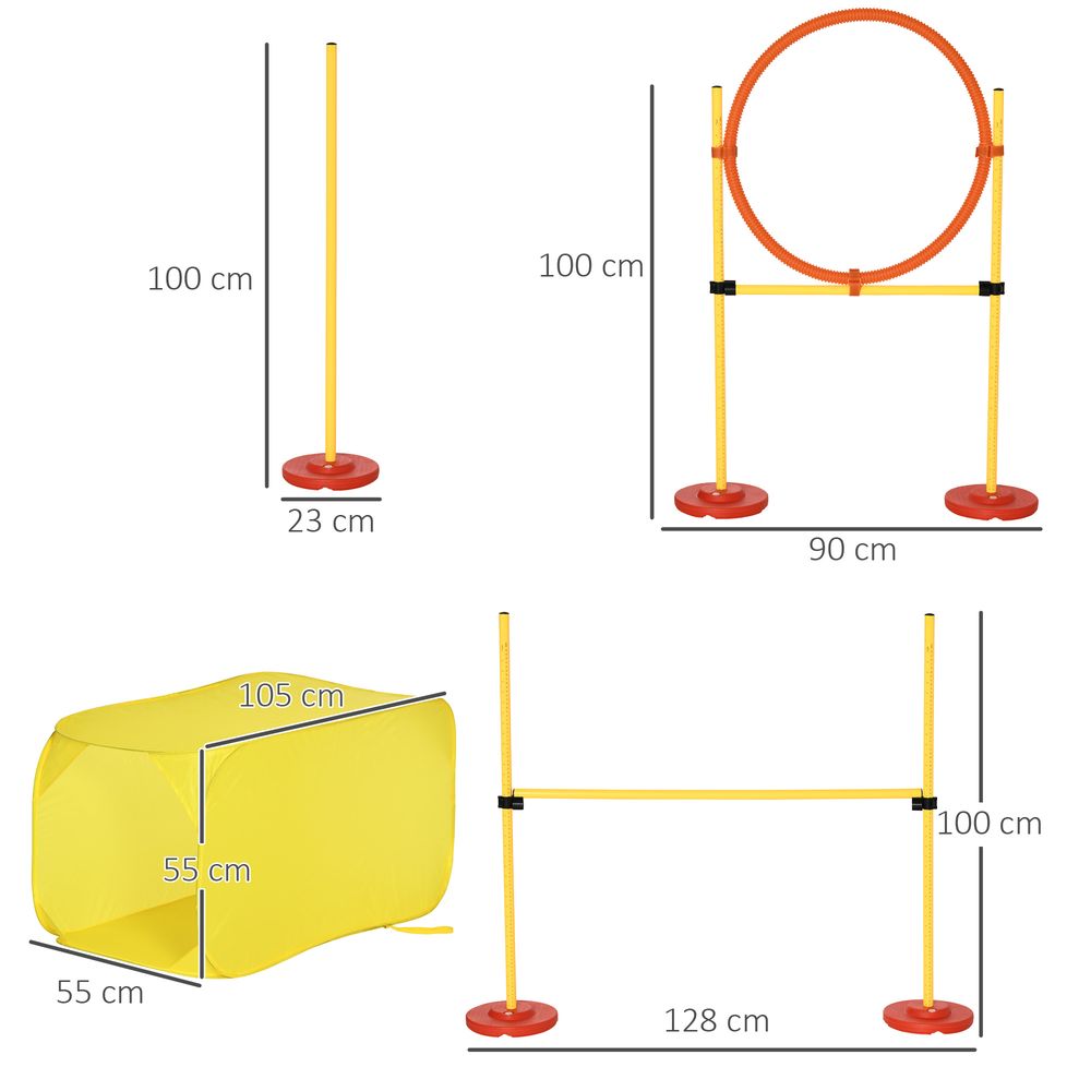 Four-piece dog pet agility training equipment starter course set, garden