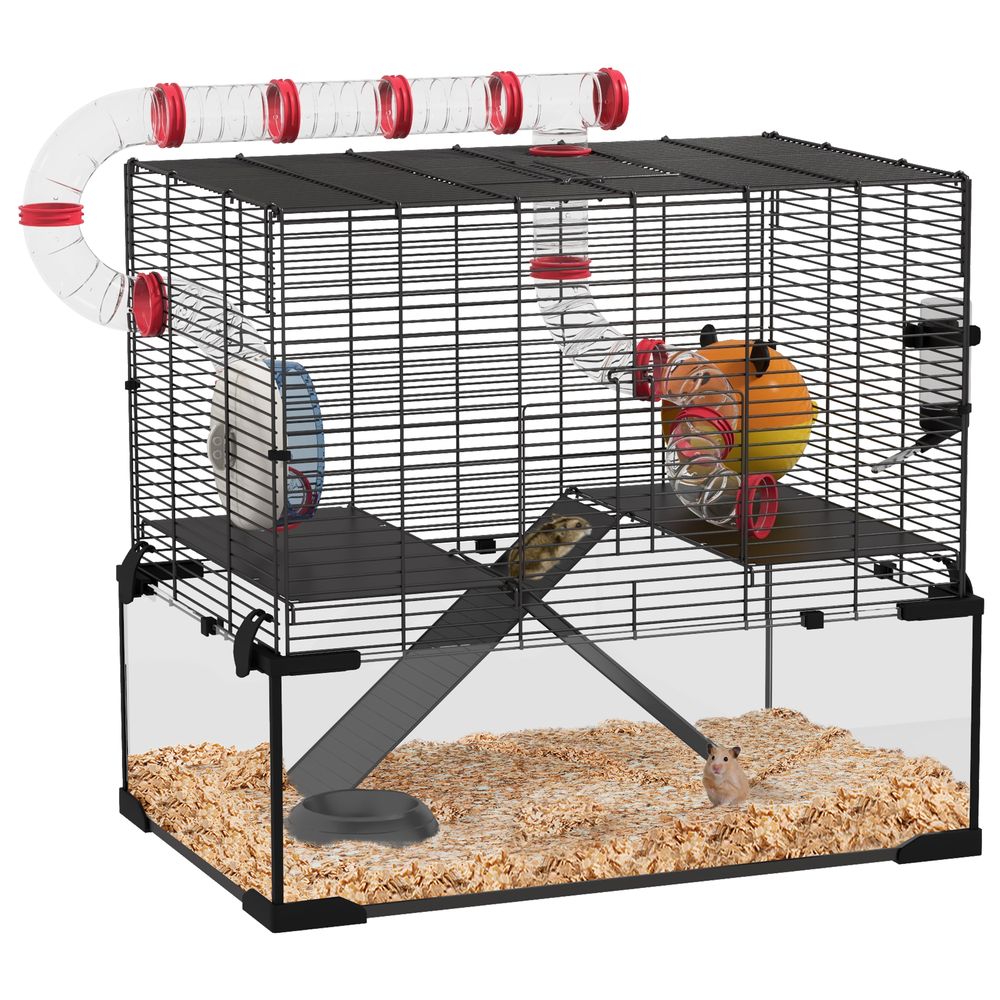 PawHut  hamster cage with tubes, ramps, platforms, hut, 60 x 40 x 57cm