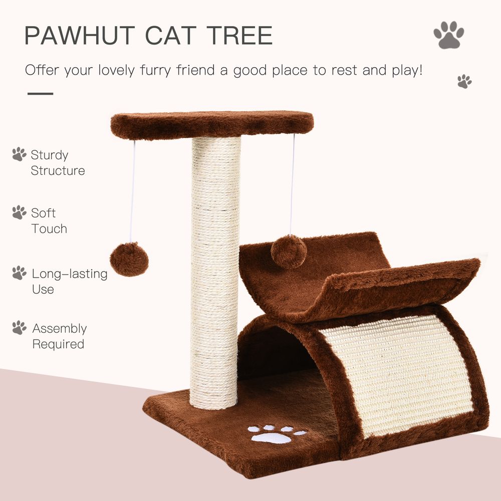 Cat Tree Plush Scratcher Kitty Activity Play Center Top Bar Tunnel Dangling Ball