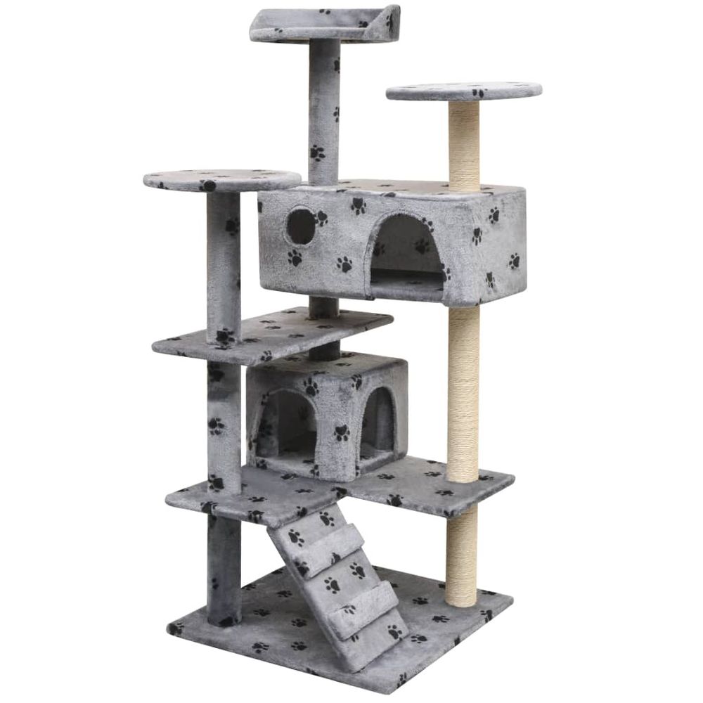 vidaXL Cat tree with sisal scratching posts 125 cm - grey