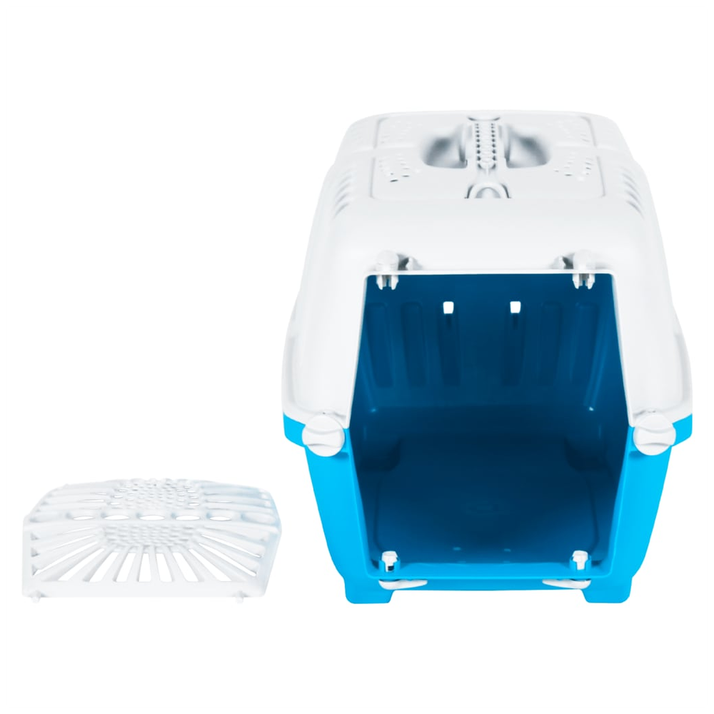 Pet carrier white and blue - 55x36x36cm polypropylene