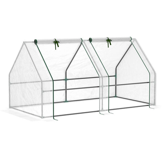 Mini Small Greenhouse Poly tunnel Steeple for Plants Vegetables White