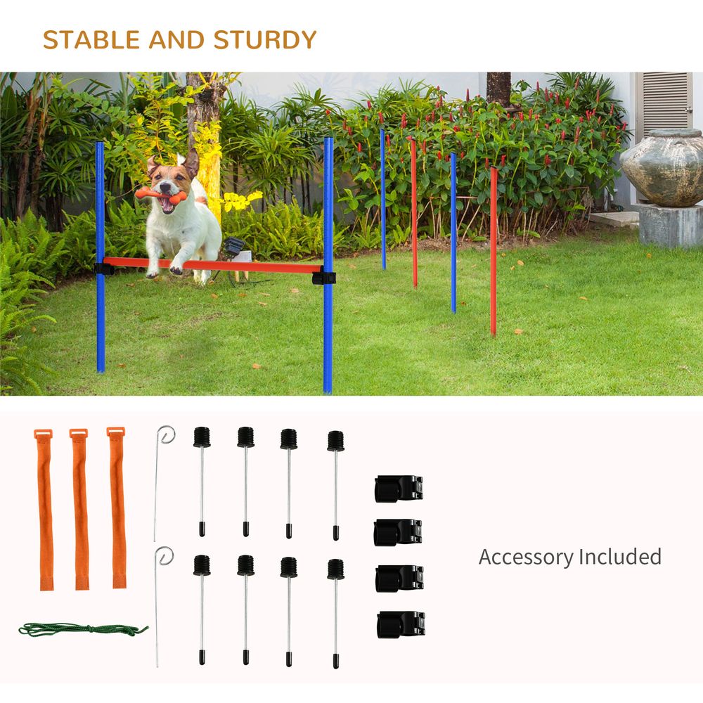 Pet agility training set, play kit for dogs - jump, hoop, poles, tunnel, obedience equipment