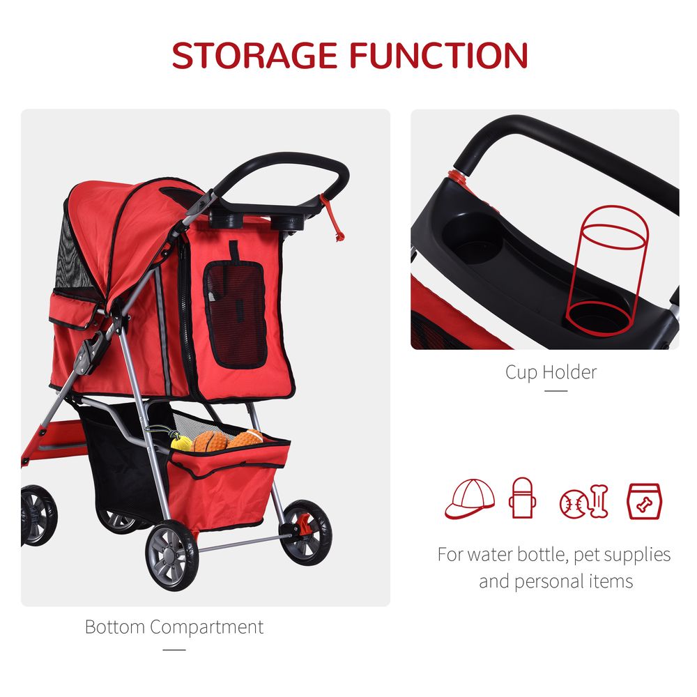 PawHut Pet stroller carrier foldable deluxe jogger travel dog cat 4 wheels