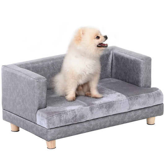 Dog Sofa Bed Kitten Couch Lounge for Small-Sized Dogs, Soft Padded - Grey