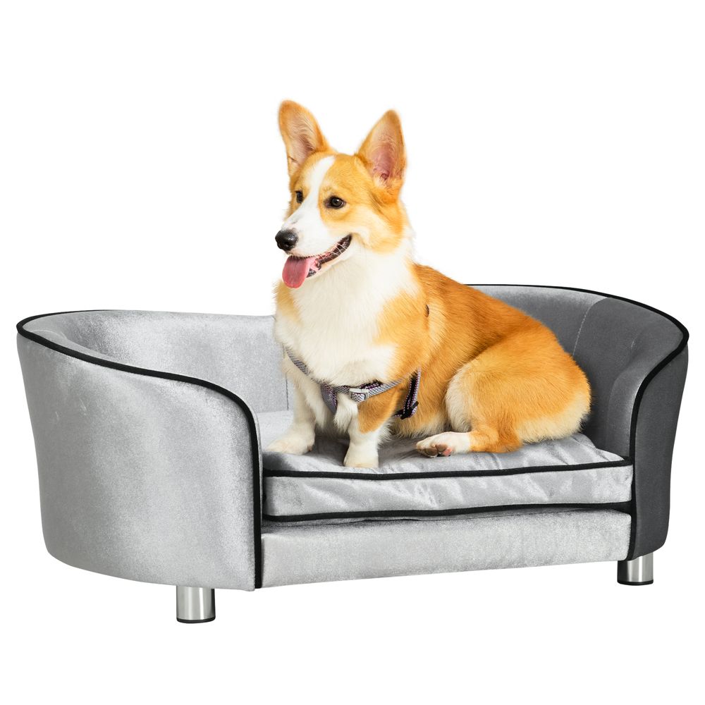 Dog Sofa Pet Chair, Kitten Couch for M Dogs w/ Soft Cushion, Storage Pocket